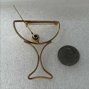Avon Gold Cocktail Glass Brooch